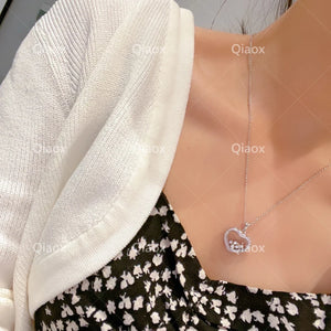 Collar de corazón de plata esterlina 925 para mujer, joyería de marca de lujo.
