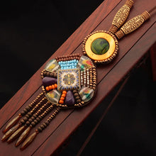 Cargar imagen en el visor de la galería, collar bohemio vintage Nepal collar étnico de cuero