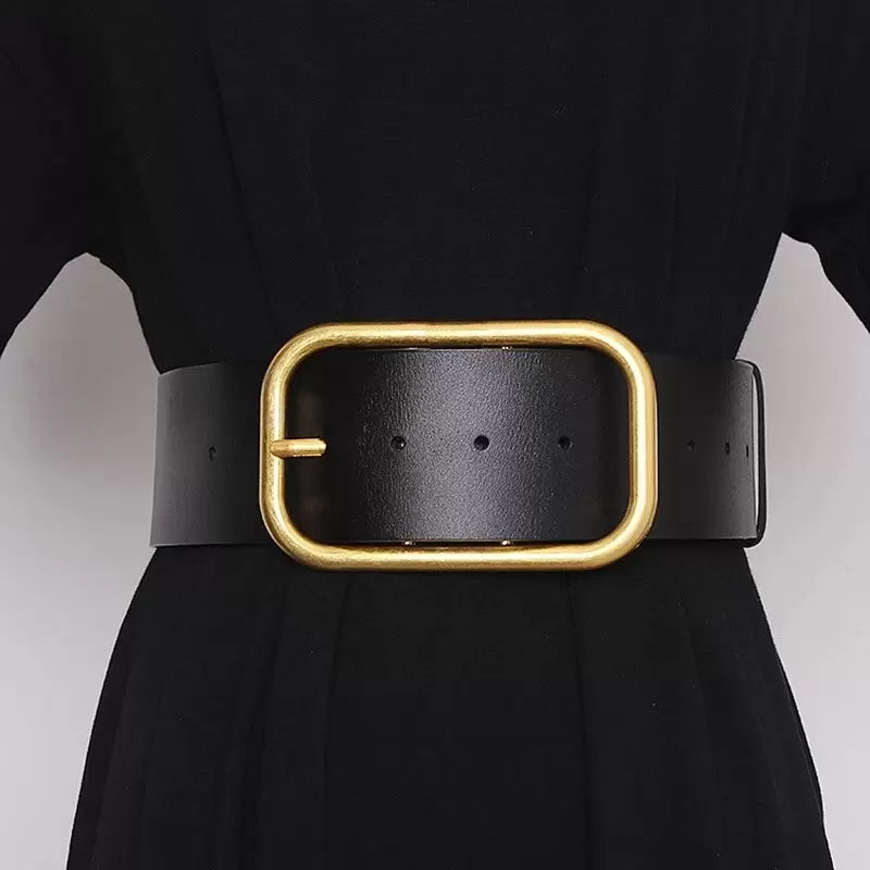  LCKJ Cinturón de piel con letra V, hebilla de metal, unisex,  grueso, 1.6 in, 41.3 in, universal (100), color negro, Negro, 100 : Ropa,  Zapatos y Joyería
