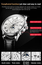 Cargar imagen en el visor de la galería, JSDUN reloj de pulsera para hombre, resistente al agua diseño de fase lunar.