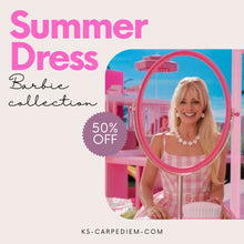 Cargar imagen en el visor de la galería, Vestido de verano Hepburn, estampado a cuadros, pink plaid summer.