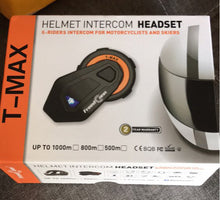 Cargar imagen en el visor de la galería, Audio conferencia de 6 participantes inhalambrica para casco 2000M Bluetooth  4.1 120KM/H mejorada T-MAX E (naranja-negro)