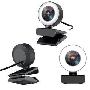2MP HD 1080P Webcam Auto Foco con Micro y Anillo de luz