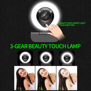 2MP HD 1080P Webcam Auto Foco con Micro y Anillo de luz