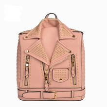 Cargar imagen en el visor de la galería, Giovanna Milano women jacket backpack school bag for girls with rivets and zippers solid PU luxury famous brand design T10450