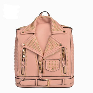 Giovanna Milano women jacket backpack school bag for girls with rivets and zippers solid PU luxury famous brand design T10450