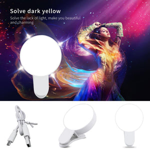 Mobile Phone LED Selfie Ring Light  Portable Circle Photography Clip Light Beauty Fill Lamp for Cell Phone Camera Rechargeable