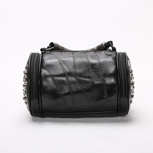 Rdywbu Genuine Leather Tassels Skull Handbag Women Luxury Rock Rivet Punk Shoulder Bag Black Sheepskin Messenger Travel Bag B547