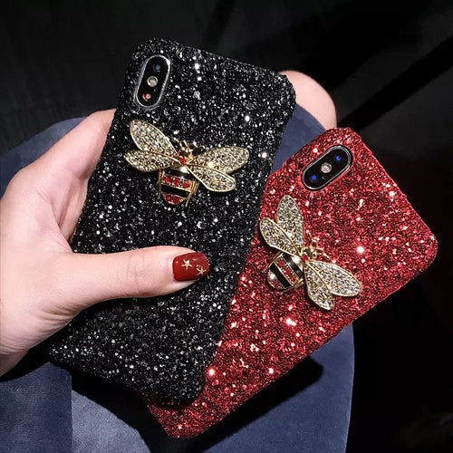 Luxury Glitter Bling Diamond Cases For Samsung  S20Plus  A10 A20 A30 A40 A50 A6Plus Bling Crystal DIY Cute Bee Back Cover