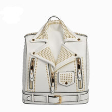 Cargar imagen en el visor de la galería, Giovanna Milano women jacket backpack school bag for girls with rivets and zippers solid PU luxury famous brand design T10450