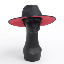 Cargar imagen en el visor de la galería, Classical UNISEX WIDE BRIM SPLICE TWO TONE WOOL FEDORA Winter Warm Wide Brim Women Hats Red Black Ladies Church Derby Dress Hat