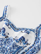 Cargar imagen en el visor de la galería, Mosaic dress, vestido porcelana azul de algodon.