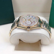 Cargar imagen en el visor de la galería, Reloj diamantes arco iris 36mm Sapphire acero inoxidable waterproof
