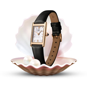 Reloj suizo cuarzo cuadrado ultrafino mujer, cuero