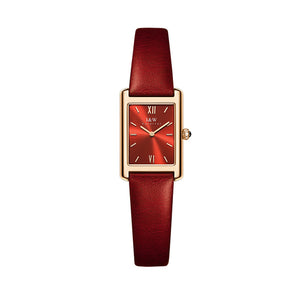 Reloj suizo cuarzo cuadrado ultrafino mujer, cuero