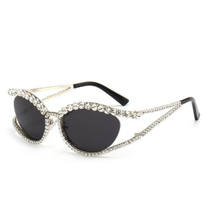 Gafas de sol ovaladas con diamantes de imitación, Estilo Vintage.