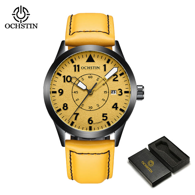 OCHSTIN-Reloj de pulsera piel auténtica, con esfera semanal y fecha