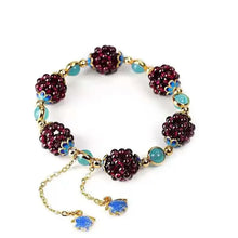 Cargar imagen en el visor de la galería, Pulsera  cristal bolas flores de granate Natural de 3mm