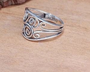 Triskelion de plata 925, anillo de triple espiral