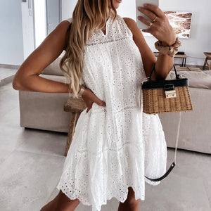 AdLib minivestido blanco bohemio calado