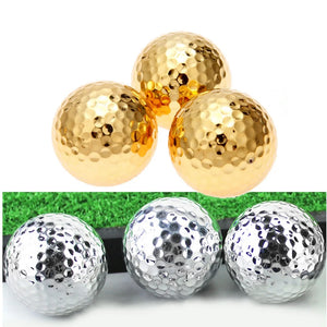 Pelotas de Golf de dos capas, dorado/plateado, diámetro de 42,67mm, 6 unids/lote