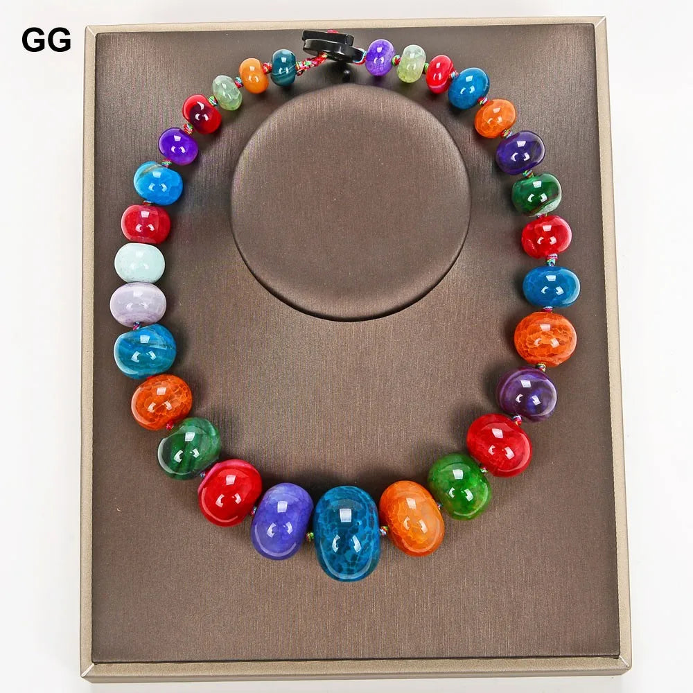 GuaiGuai-gargantilla de ágata multicolor para mujer, collar de 19 