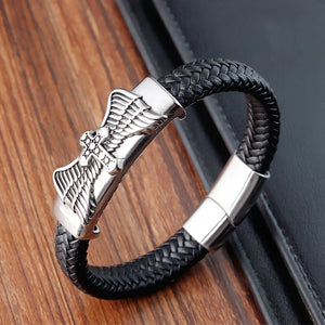 Pulsera de cuero acero inoxidable hombre