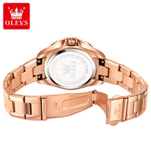 Cargar imagen en el visor de la galería, OLEVS-reloj de cuarzo con diamantes para mujer, cronógrafo acero inox, resistente al agua, luminoso, doble Calendario, de lujo