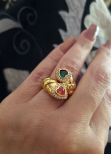 Anillos ostentosos plata 925, chapado oro 18K. Circonita cúbica, pavé.