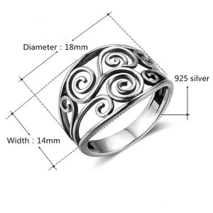 Triskelion de plata 925, anillo de triple espiral