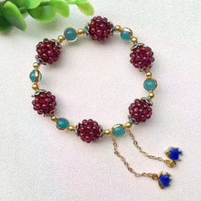 Cargar imagen en el visor de la galería, Pulsera  cristal bolas flores de granate Natural de 3mm