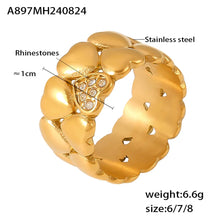 Cargar imagen en el visor de la galería, San Valentin anillo acero inoxidable chapado oro 18K.