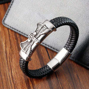 Pulsera de cuero acero inoxidable hombre