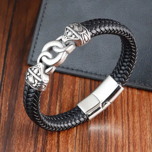 Pulsera de cuero acero inoxidable hombre