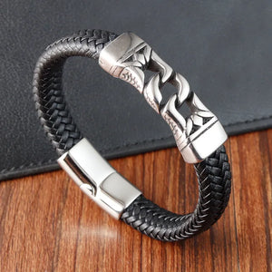 Pulsera de cuero acero inoxidable hombre