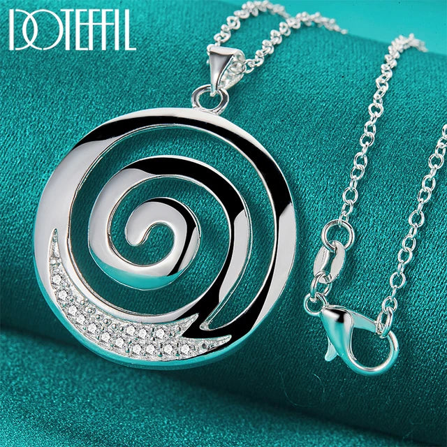 Colgante espiral plata 925 circonita AAA, unisex.