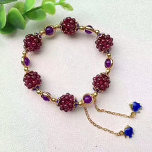 Cargar imagen en el visor de la galería, Pulsera  cristal bolas flores de granate Natural de 3mm