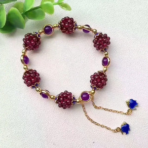 Pulsera  cristal bolas flores de granate Natural de 3mm