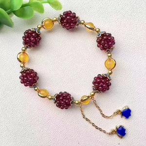 Pulsera  cristal bolas flores de granate Natural de 3mm