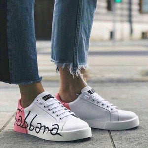 Grafiti Dolce Gabbana hombre y mujer, plataforma de cuero, zapato plano. 35-45