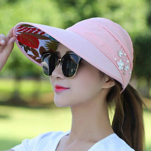 Sombrero de Golf plegable para mujer,Anti UV, de algodón, con estampado de flores