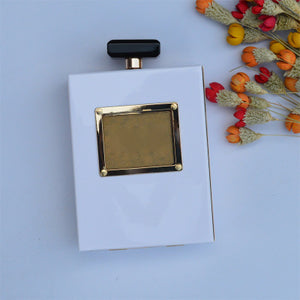Mini bolso acrílico bandolera botella de Perfume. 16x13x6cm