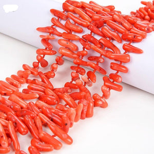 Coral bambu tibetano naranja de 5 hebras. Precioso, alta calidad. 45cm