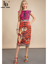 Cargar imagen en el visor de la galería, Canvas dress: Vestido diseñador estampado con tigre y leopardo.