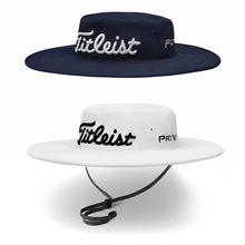Cargar imagen en el visor de la galería, Sombrero de golf ala ancha blanco y azul oscuro talla unica con cordon