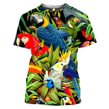 Cargar imagen en el visor de la galería, Parrot print camiseta de hombre animal print loros hawaianos