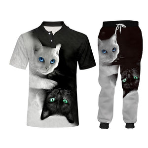 Black & white 3D cat track suit 6XL