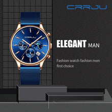 Cargar imagen en el visor de la galería, Reloj AZUL de cuarzo lujo hombre, cronógrafo deportivo 42mm. OFERTA FLASH