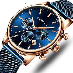 Reloj AZUL de cuarzo lujo hombre, cronógrafo deportivo 42mm. OFERTA FLASH