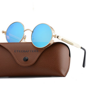 Brown Metal Polarized Sunglasses Gothic Steampunk Sunglasses Mens Womens Fashion Retro Vintage Side Shield Eyewear Shades 372